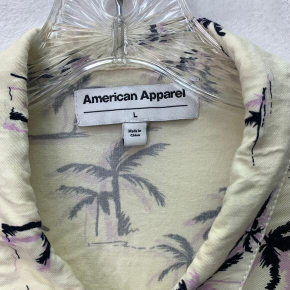 VTG American Apparel Mens Large Las Vegas Purple Black Palm Tree Button Up Shirt - Picture 5 of 8